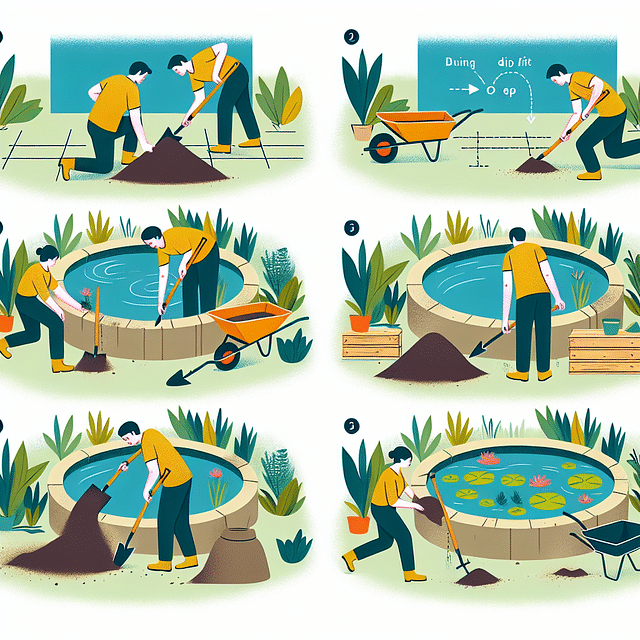 excavation of a garden pond in progress