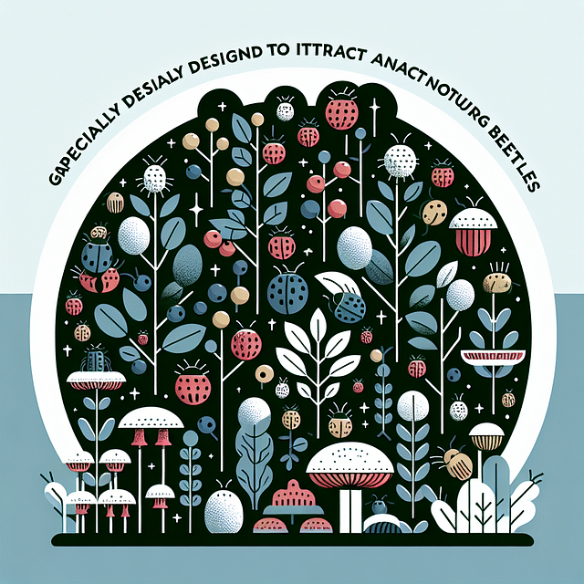 Beetle-friendly garden with fruit-bearing shrubs and fungi