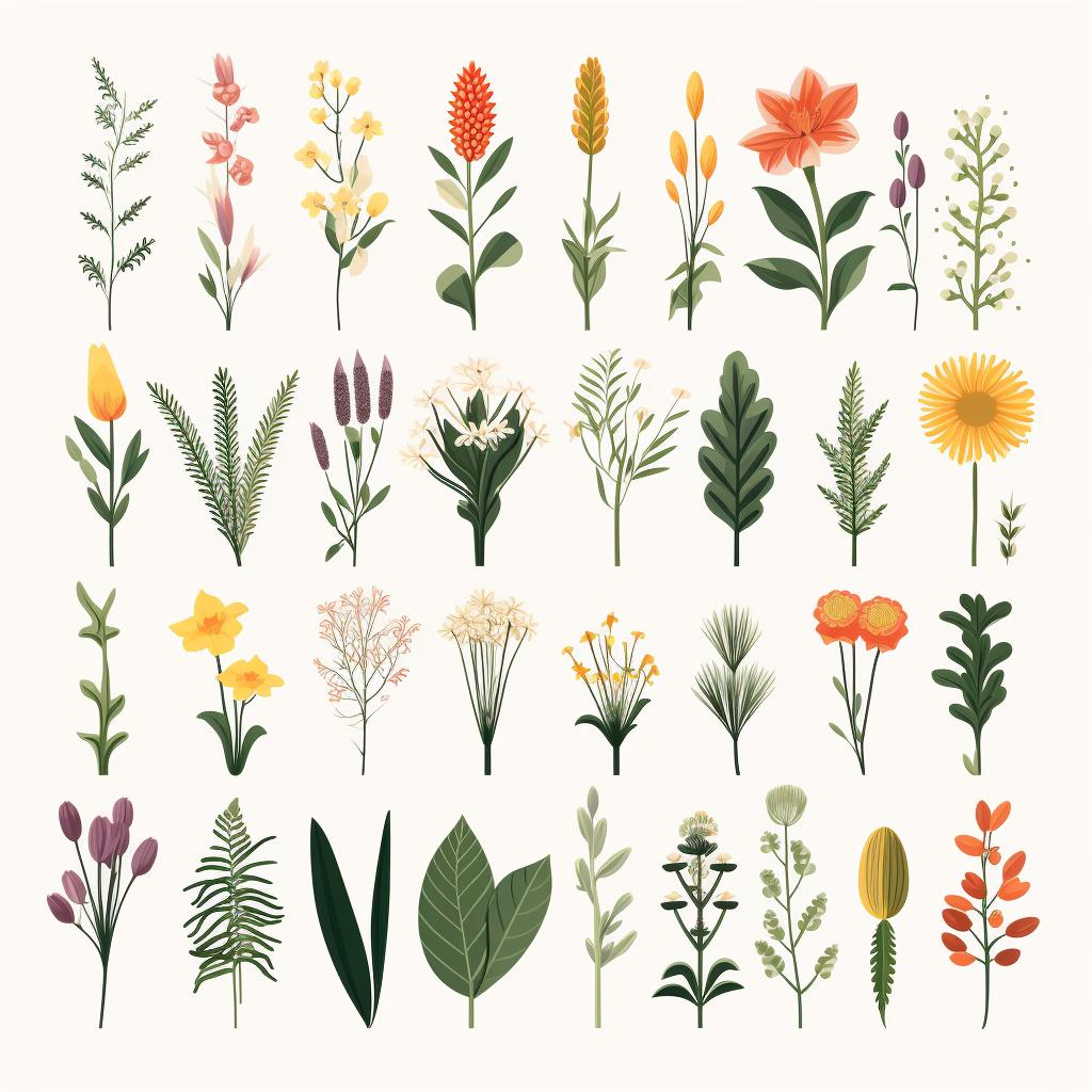 A selection of native plants for a garden