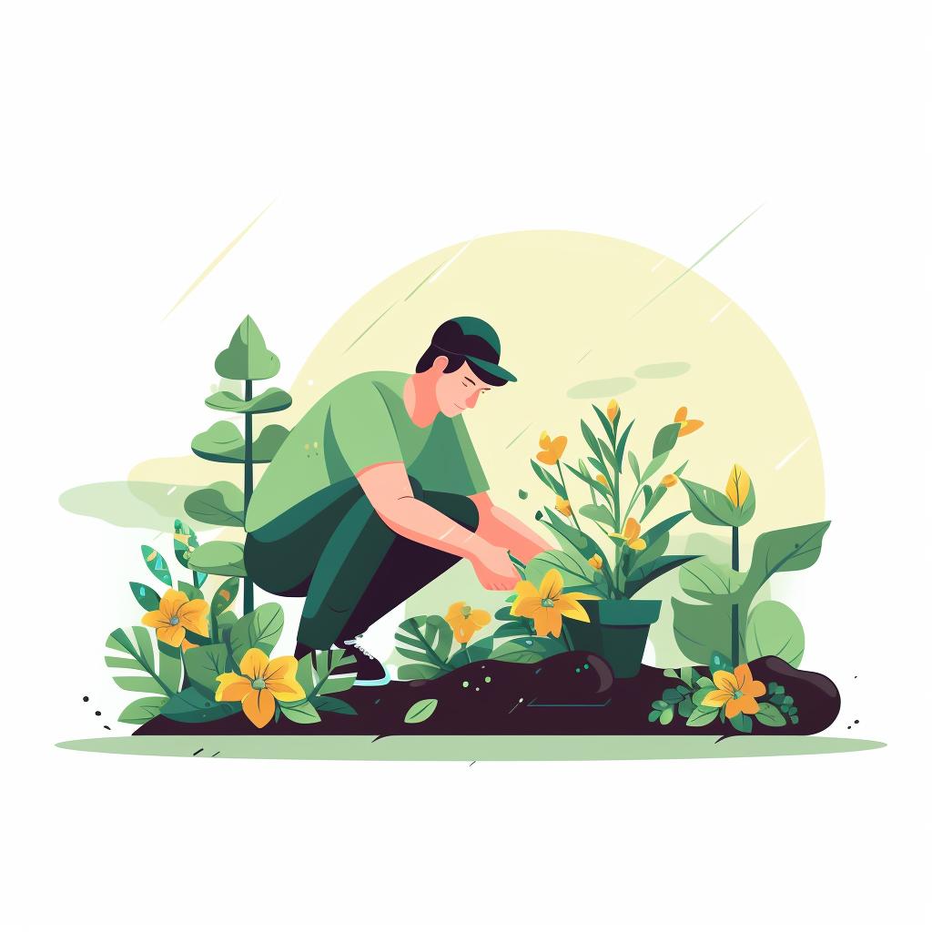 A person planting in a garden