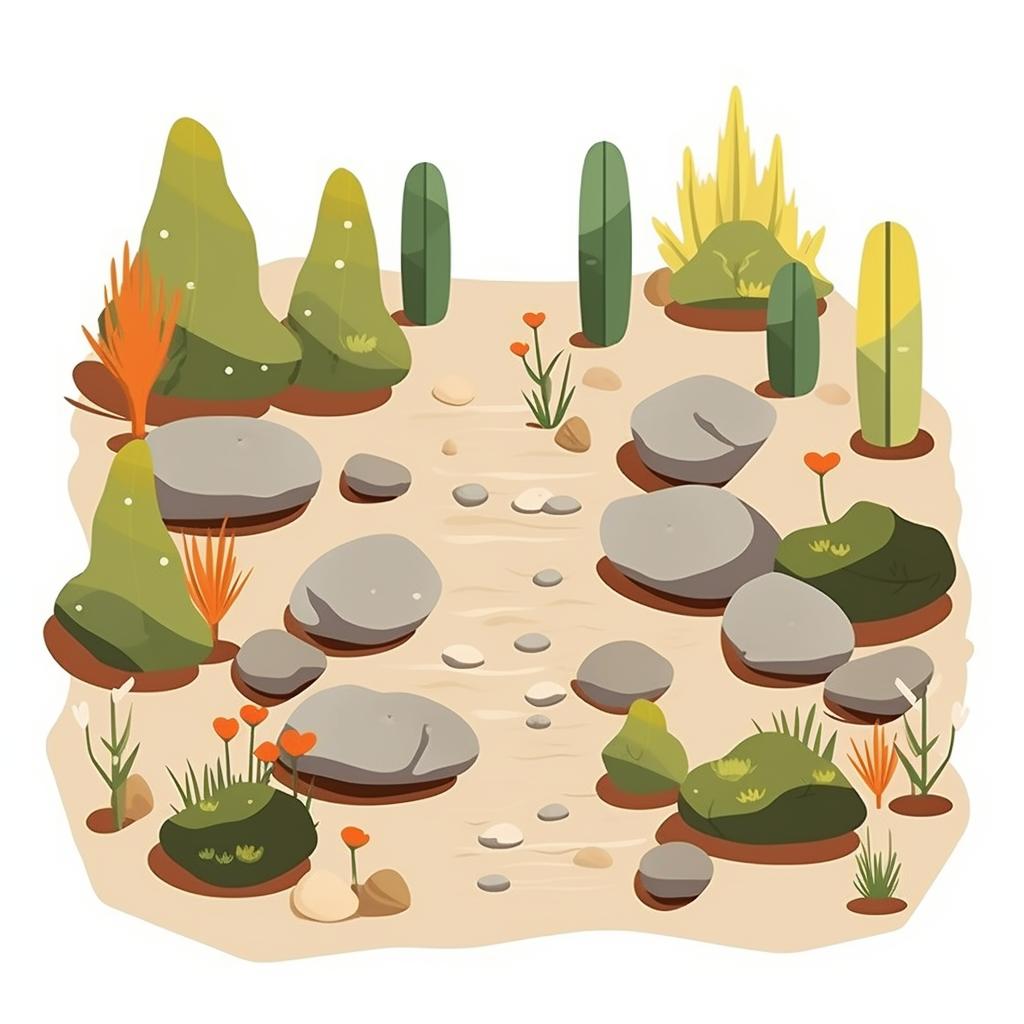 A garden with a puddling area and flat stones