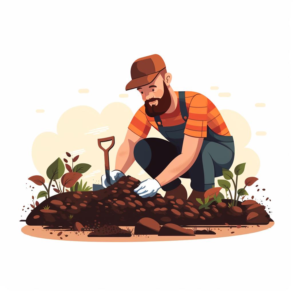 A gardener preparing and enriching soil