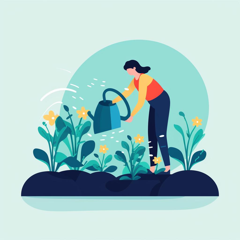 Person watering a garden